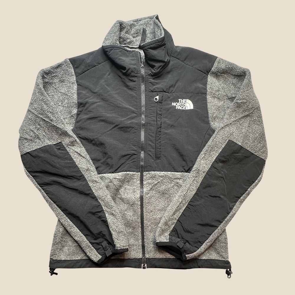 The North Face Jacket Womens XS Denali Black Grey Polartec Fleece Zip Up